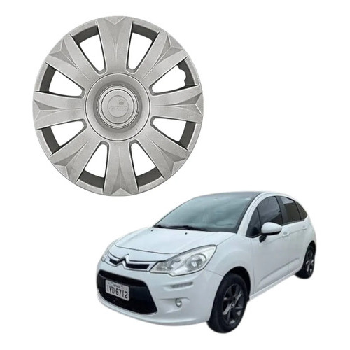 Calota Aro 15 Citroen - Grid - C3 2014 Até 201 Encaixe (mi) Prateado