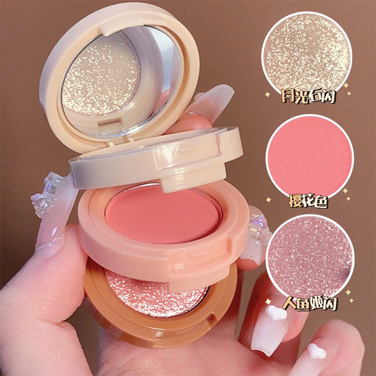 Paleta De Iluminador De Blush De 3 Camadas Miss Lara , Pó De Maquiagem Facial Portátil Multicamadas ﻿ De Camada Tripla ,