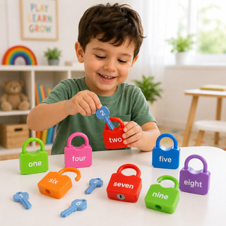 Jogo dos Cadeados Infantil Brinquedo Educativo Chave Fechadura Desenvolvimento Aprendizado Coordenação