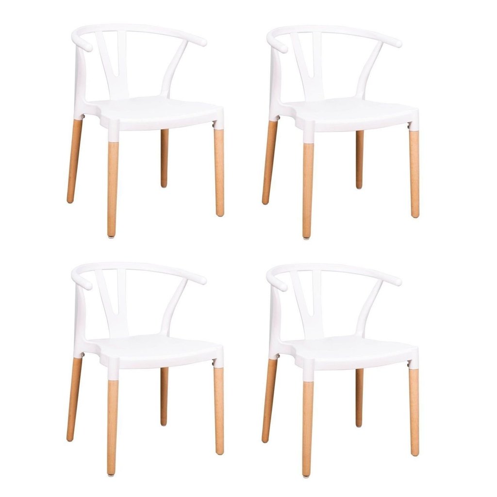 Conjunto 4 Cadeiras Polipropileno Wishbone Yescasa Branco Branco