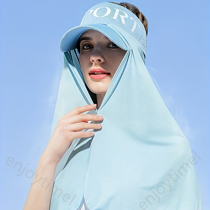 Boné com Viseira e Protetor de Pescoço para Verão, Proteção Solar, Xale Refrescante, Boné Esportivo de Malha Respirável,
