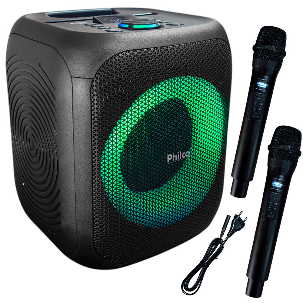 Caixa de Som Bluetooth Philco PCX4801 Potência 480W Amplificada Karaokê Ex Bass com 2 Microfone