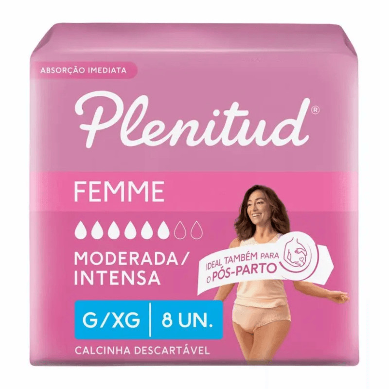 Roupa Intima Descartavel Plenitud Femme G/Xg com 8 unidades 