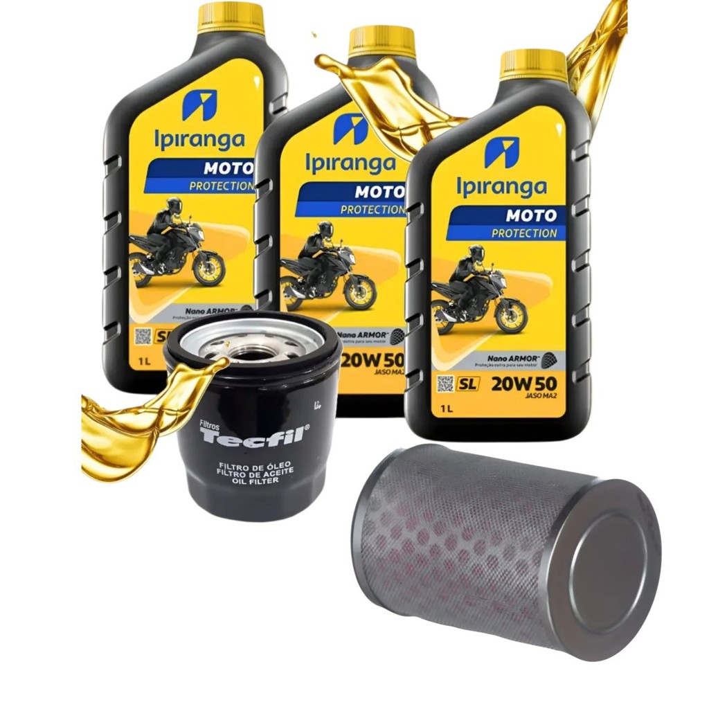 kit filtro ar e filtro oleo ipiranga 20w50 cb 600 hornet ate 2007 carburada