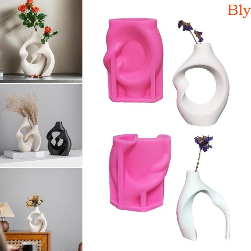 Conjunto De Molde De Vaso De Silicone Abstrato Bly Home Decors Para Plantador E Peças De Arte De Cimento