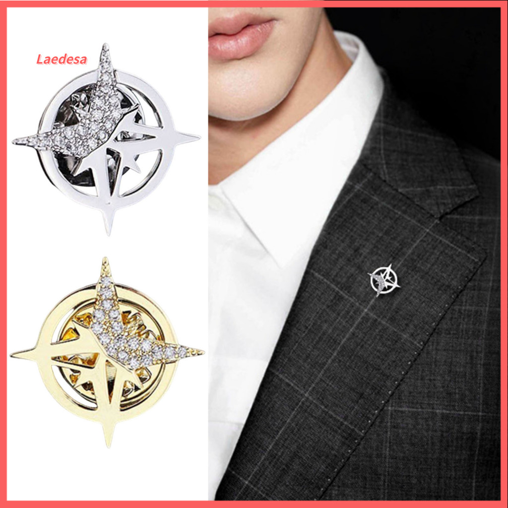 Six-pointed Star Brooch Alloy with Sparkling Rhinestones Stylish Suit Corsage Shirt Collar Pin Personalized Badge Buckle