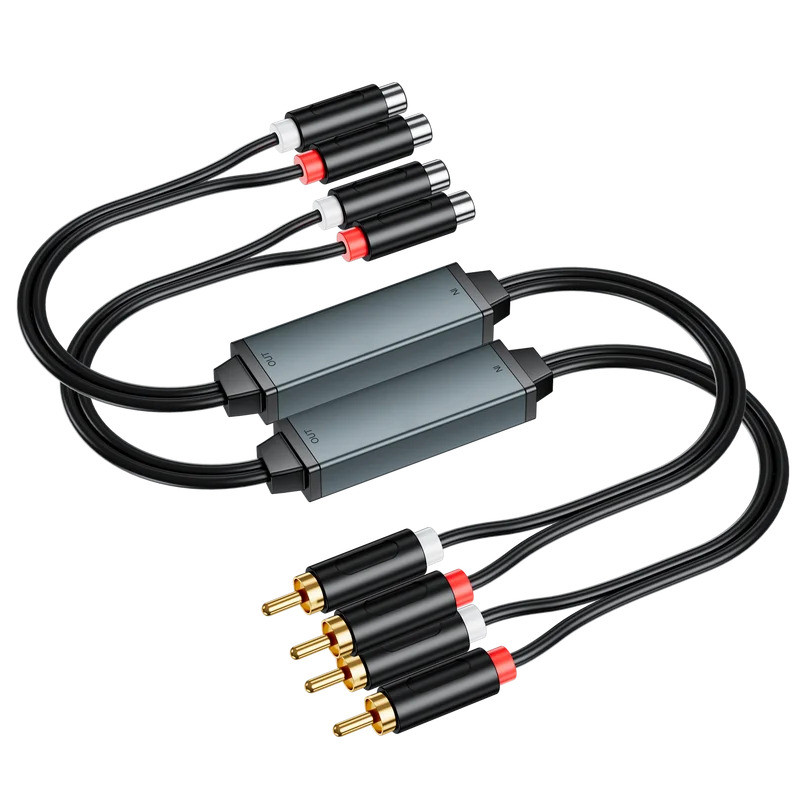 eppfun AV100C Conector RCA Revestido, Isolador de Áudio, Filtro de Ruído de Terra 3.5mm, para Áudio Automotivo e Estéreo