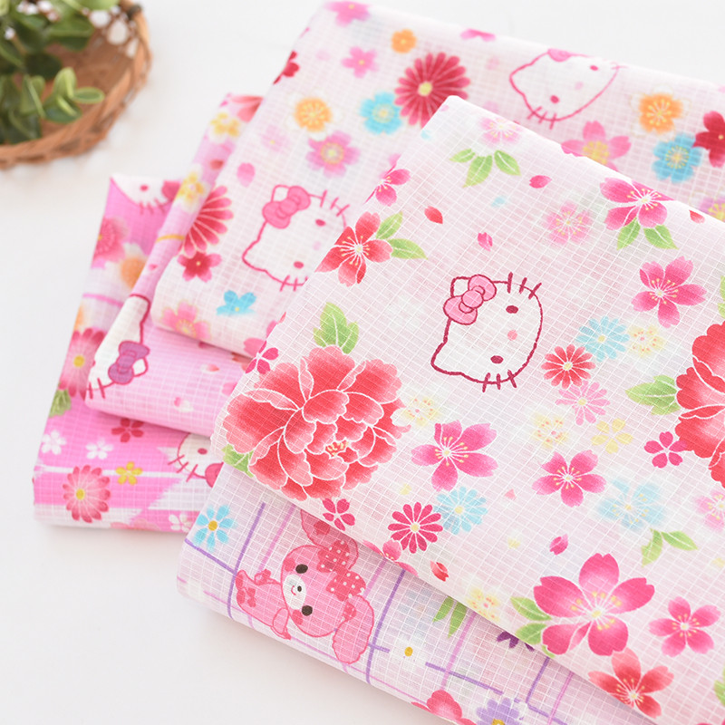 Importado dos desenhos animados impresso tecido puro algodão kt roupas de gato saia crianças Yukata roupas infantis mass