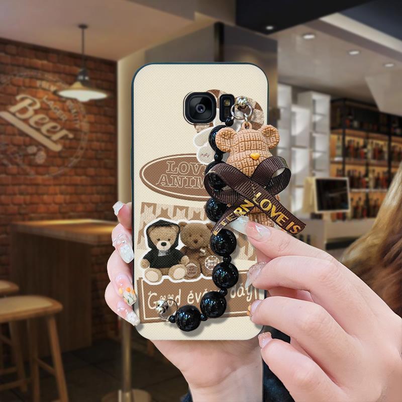 Capa Traseira De Telefone À Prova D'água Para Samsung Galaxy S7 Edge/G9350 Protetora Pingente De Pérola Preta Sensação A