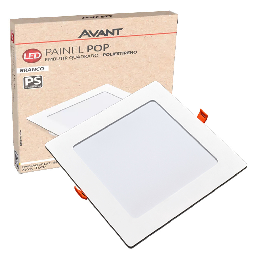 Painel Plafon Quadrado Embutir 12W Luz Branca 6500K Luminária de Gesso Forro 127