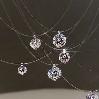 Super piscando zircão sereia lágrimas colar feminino luz luxo nicho invisível linha de pesca clavícula