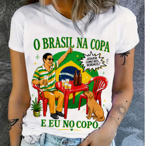 BLUSA CAMISETA BRASIL,COPA DO MUNDO,BRASILIDADE JEITO BRASILEIRO MODA FEMININA PROMOÇÃO VERÃO2026