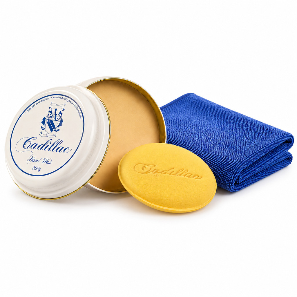 Cera De Carnaúba Cadillac Hard Wax 150g Com Aplicador + Microfibra