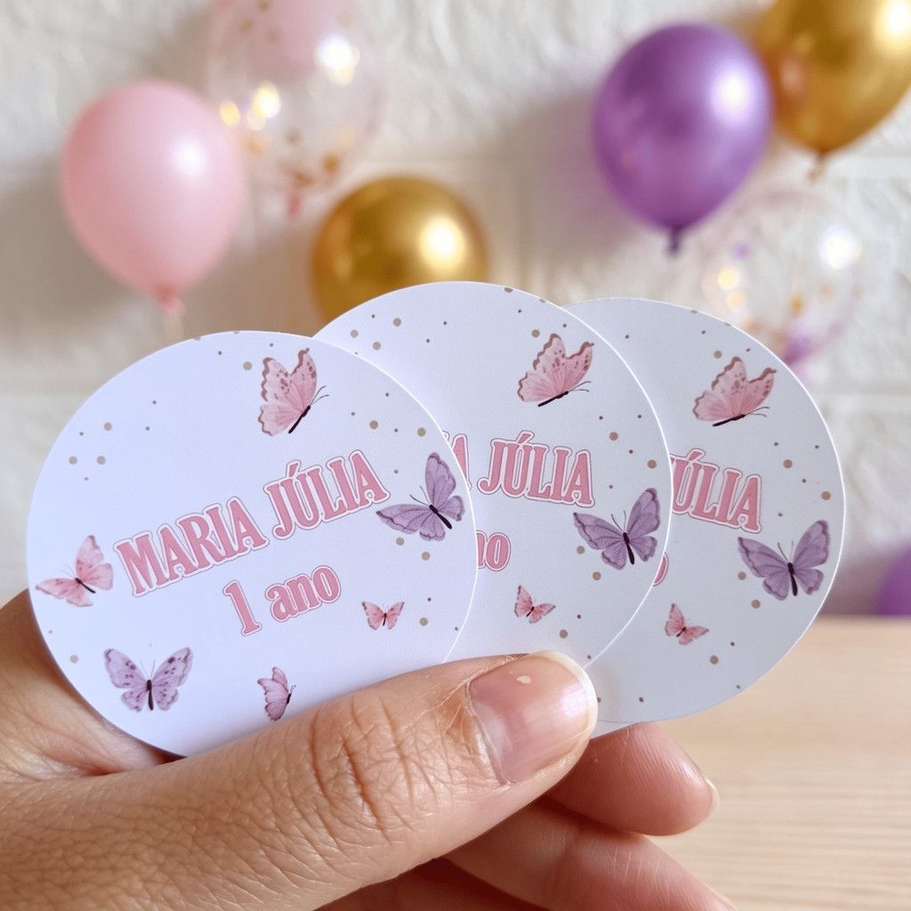 Adesivos Personalizados Jardim Encantado Borboleta Modelo 3/ Lembrancinha Festa Infantil /Aniversário