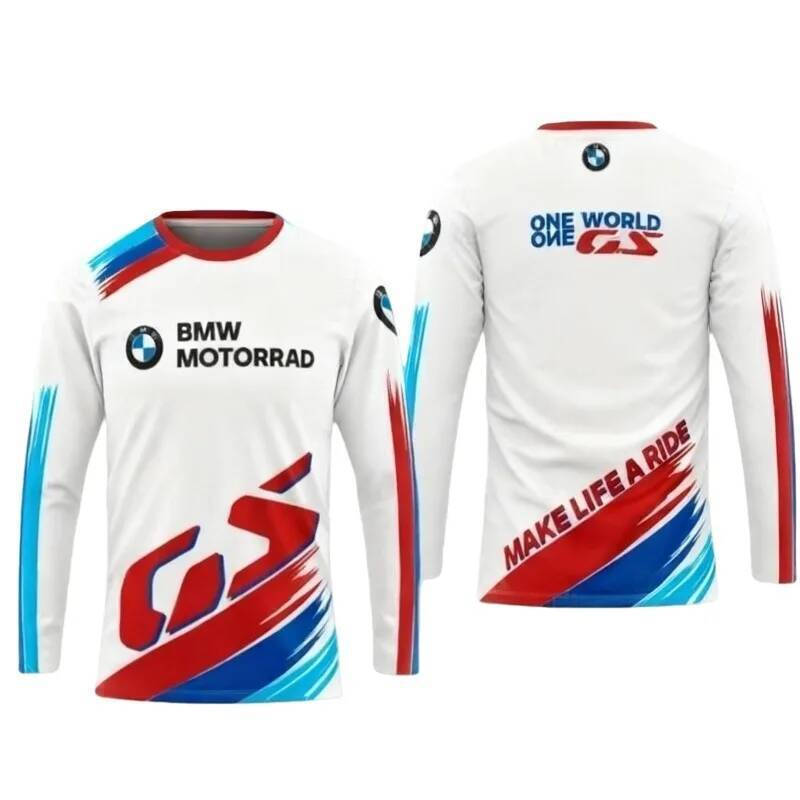 Nova BMW Clássico Moda Impressão 3D Manga Longa Camiseta Confortável Casual Bicicleta F1 Motocicleta Esportes Ao A1