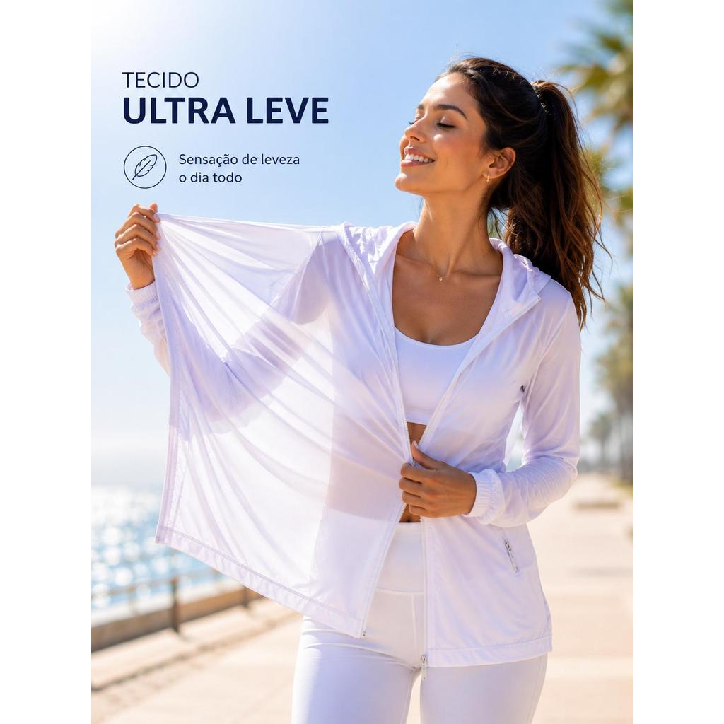Jaqueta Feminina UV 50+ Ultraleve com Capuz Proteção Solar Conforto e Leveza para o Dia a Dia 8810 TMS