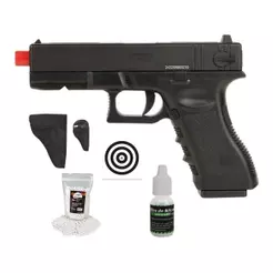 Pistola Airsoft GK G17 Slide Metal Spring 6mm + Kit Pro