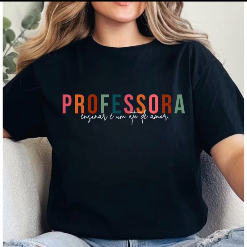 Camiseta Feminina Professora Pedagogia Educação Infantil Escola Docente Uniforme Algodão
