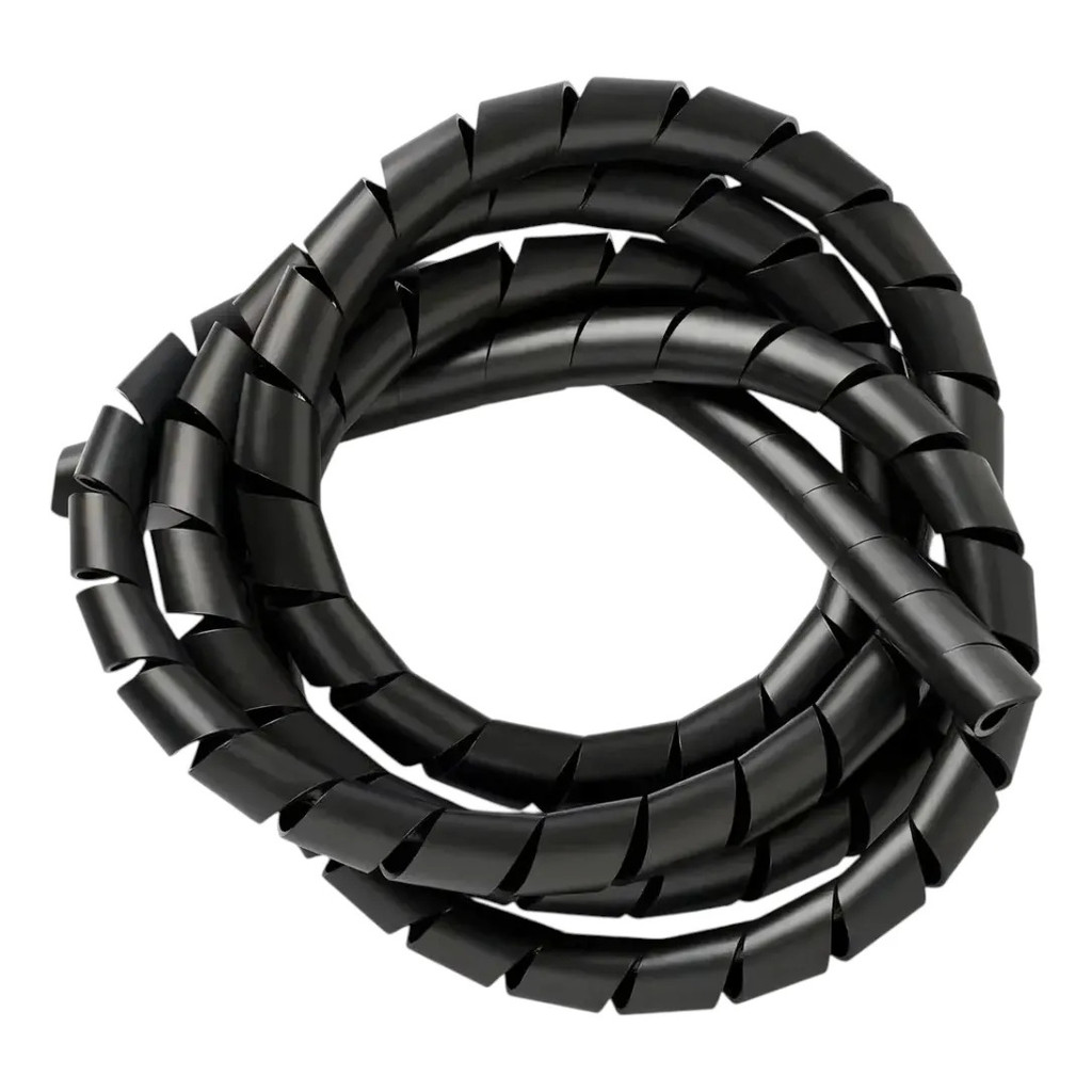 Organizador Espiral 12mm Cabos Fios Pc Informática Preto 5 metros