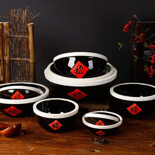 T terra tigela Fuzi tigela Retro cerâmica comer tigela sopa macarrão doméstica grande restaurante antiquado fazen