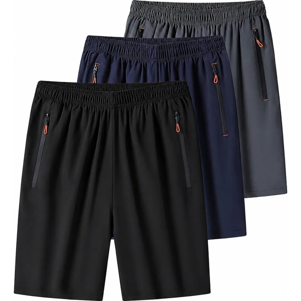 Kit 3 Bermudas Masculinas Dry Fit com Zíper para Esporte e Lazer