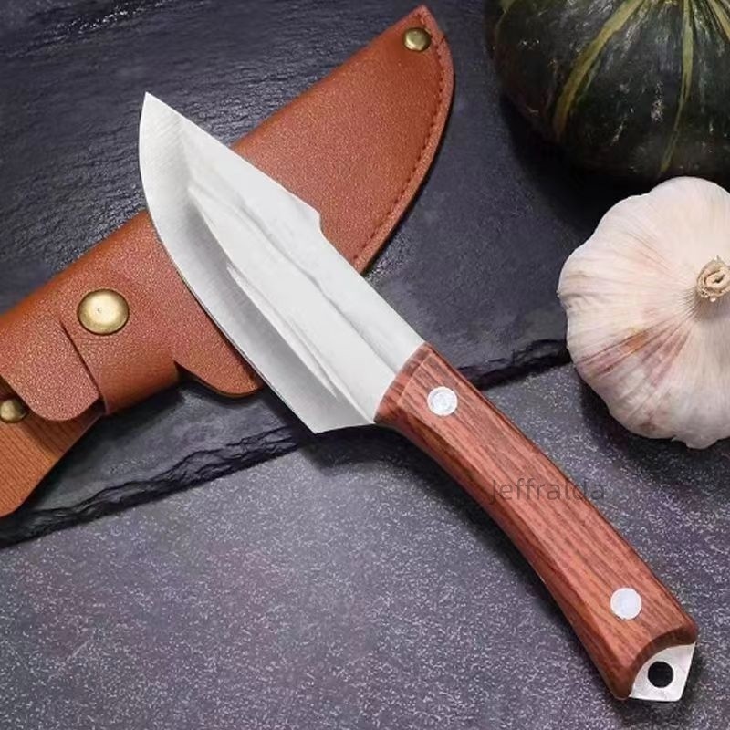 Kit 2 Facas Cutelo Forjado Artesanal Rustico Com Bainha Churrasco Desossar Carne