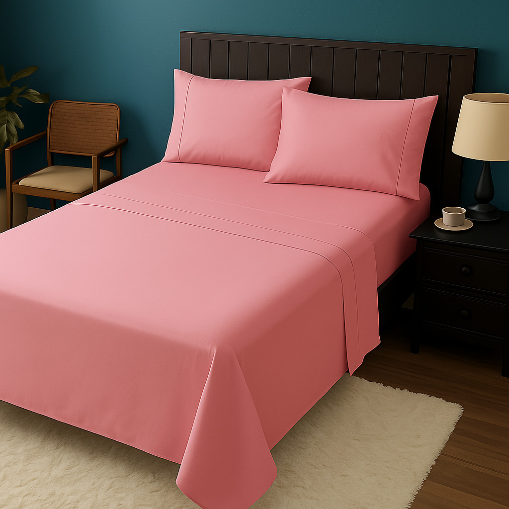 Jogo de Lençol 4 Peças 400 Fios Cama Solteiro Casal Queen Fronhas Ponto Palito Todos os Tamanhos