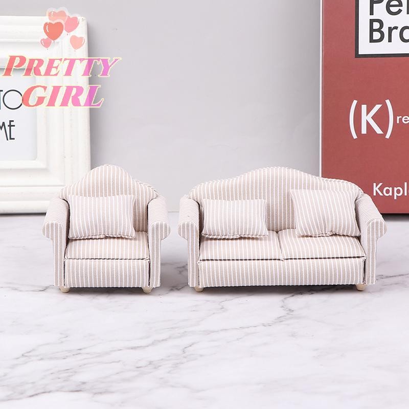 [Pretty ggirl] Sofá De Móveis 1 : 12 Com Casa De Bonecas Infantil Fingir Brincar De Decoração DIY [Novo]
