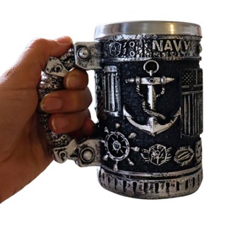 Caneca de Chopp Cerveja Navy Marinha Naval Resina e Aluminio 300 ML em Oferta na Shopee