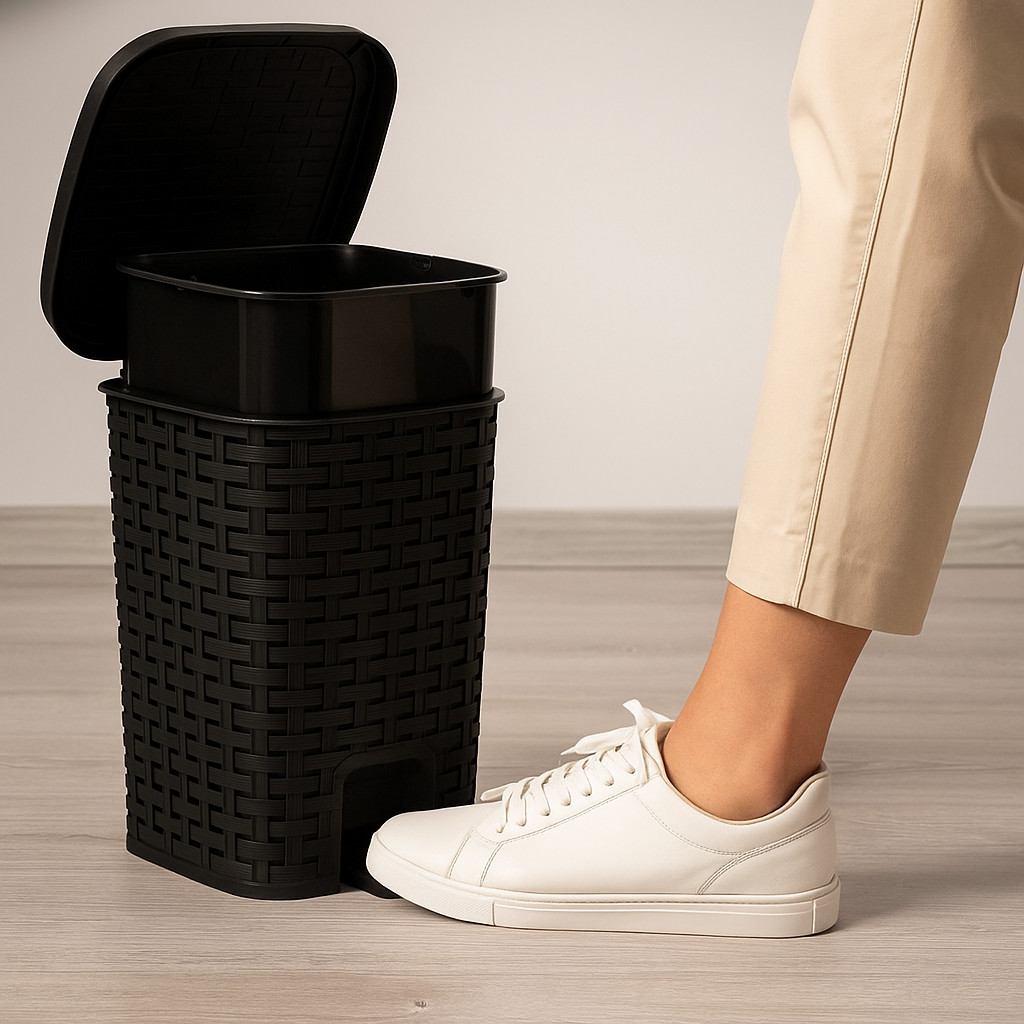 Lixeira Smart média com pedal 15l sistema amortecedor para pia cozinha banheiro cesto removivel
