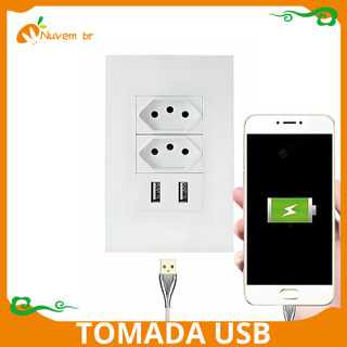 Tomada USB Universal Parede Bivolt Multifuncional 2 Entrada USB, Tomada Inteligente Avançada, USB