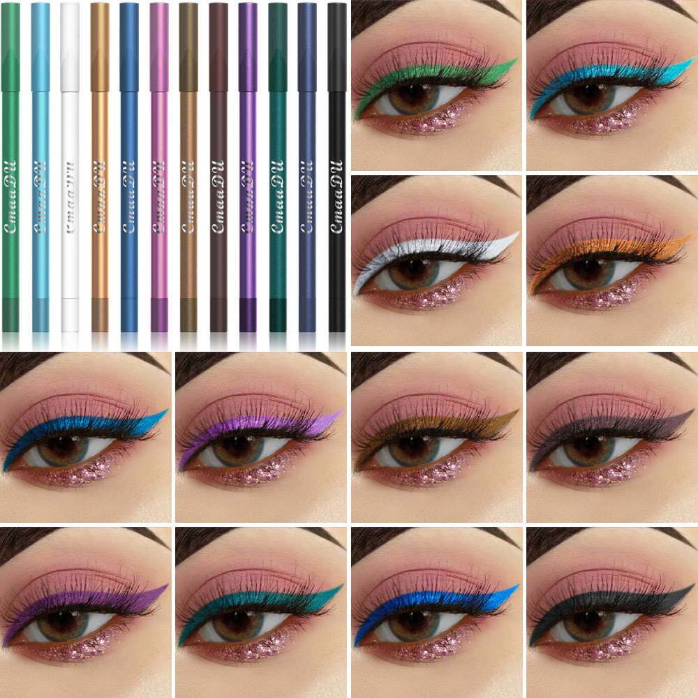 Lápis de Olho CmaaDu Makeup 12 Cores para Sombra Aegyo-sal e Caneta Gel de Olho Caixa Colorida