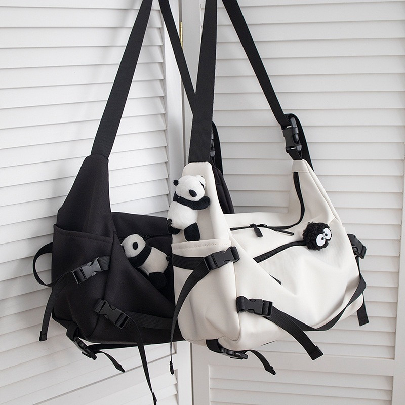 🔥Bolsa Carteiro Unissex de Nylon Impermeável para Trabalho – Bolsa Transversal de Grande Capacidade Estilo Japonês em Oferta na Shopee