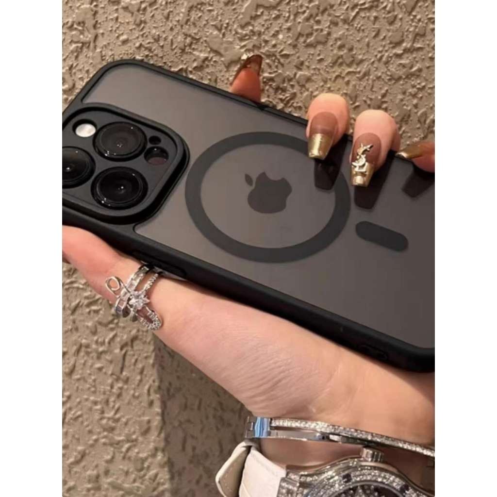 E Capa protetora magnética luxuosa, fosca e translúcida para iPhone 11, 12, 13, 14, 15, 16E 17Pro Max