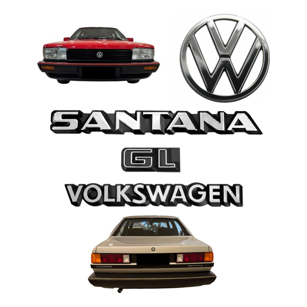 Emblemas Santana Gl Volkswagen + Vw Da Grade - 1987 À 1990
