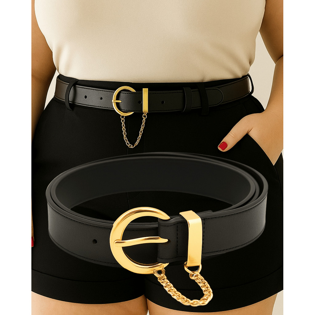 Cinto Feminino Fino Plus Size Fivela Corrente Dourada Basico Da Moda Fininho Versátil Sofisticado em Oferta na Shopee