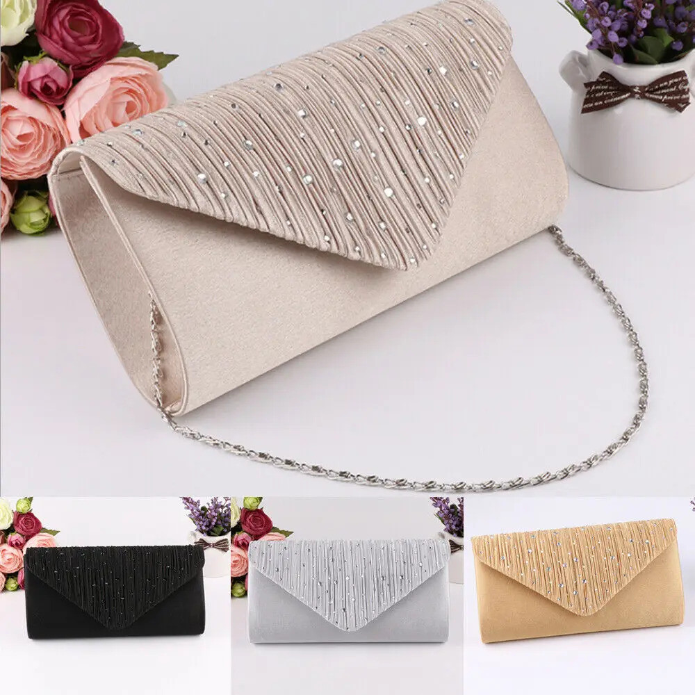 2024 Mais Novo Clutch Feminino com Diamante, Bolsa de Ombro, Porta Cartões, Bolsa de Telefone, Carteira para Casamento,
