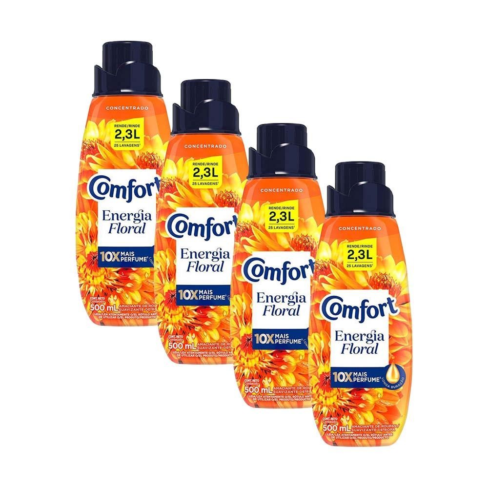 Kit 4 Amaciantes Concentrados Comfort Energia Floral 500ml em Oferta na Shopee