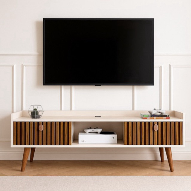 Rack Bancada com pés 1.20 Life e Vegas 0.90 com 2 Portas Moderno Parede TV Até 50Pol - LANÇAMENTO