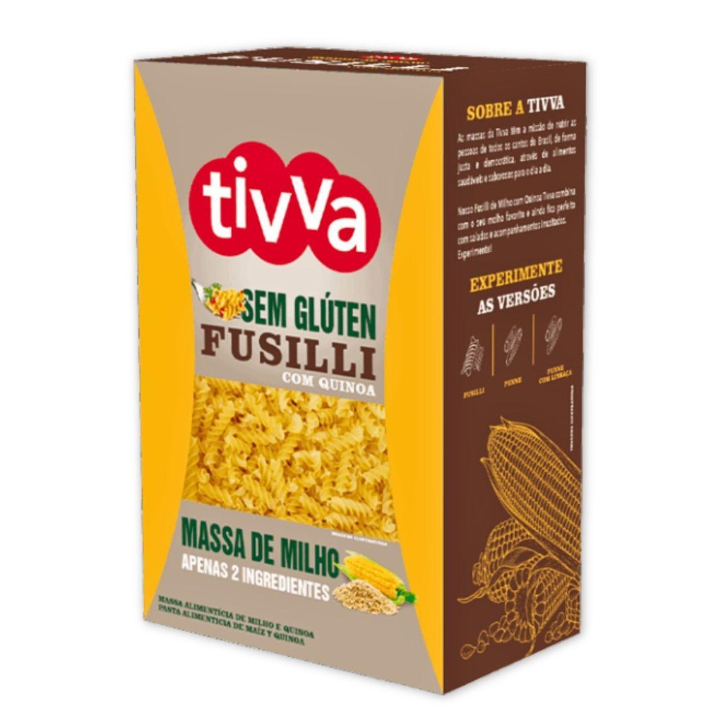Macarrão Fusilli Quinoa 500G Sem Glúten Tivva em Oferta na Shopee