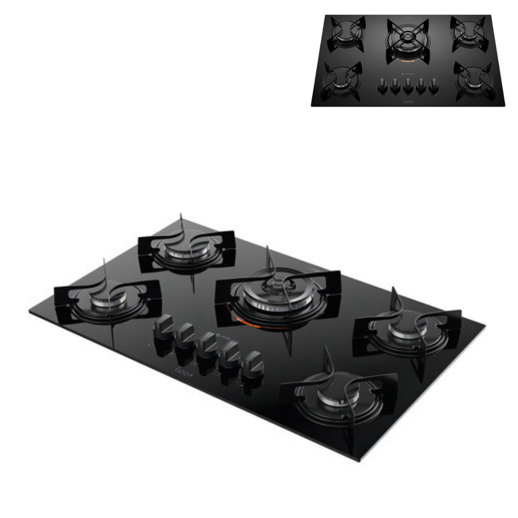 Cooktop 5 Bocas e Tripla Chama U Top Bivolt preto atlas