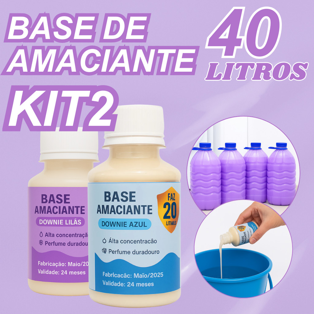 Kit 2 Base Amaciante Concentrada 100ml Faz 20 litros perfumada tipo DOWNYEX RENDE MUITO em Oferta na Shopee