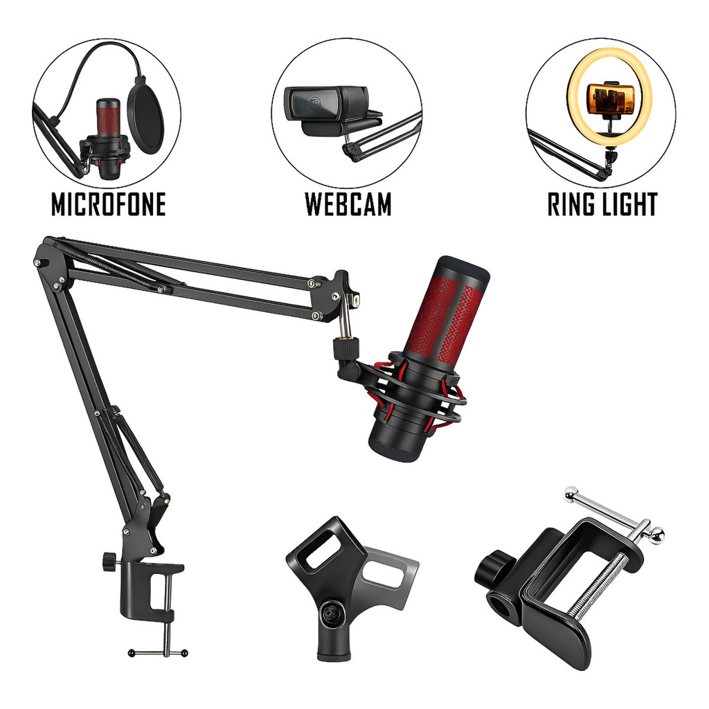 Braço Articulado Para Microfone Com Suporte De Mesa