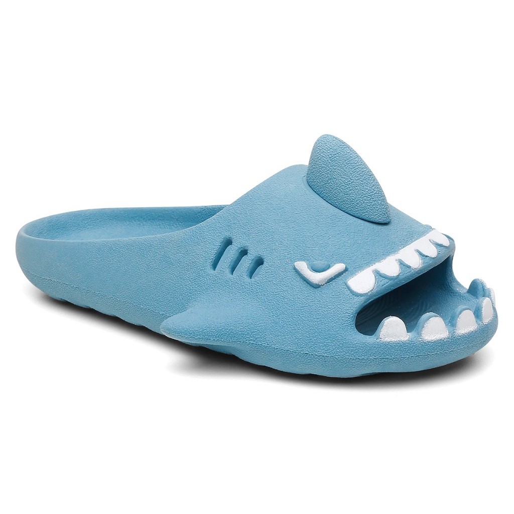 Chinelo Infantil Slide Sharky Fun Tubarao Divertido Criança Modinha Confortável