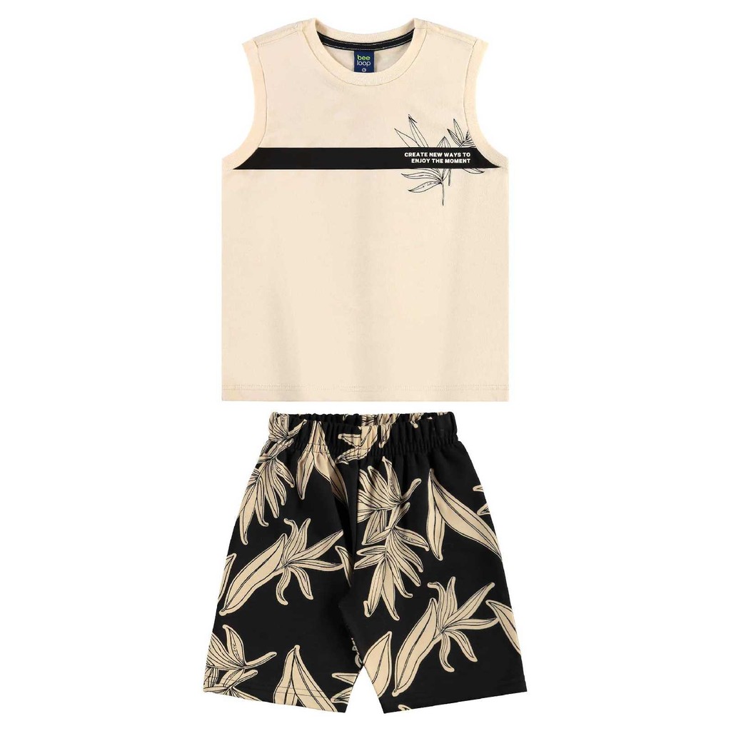 Conjunto Regata e Bermuda Menino Bee Loop em Oferta na Shopee