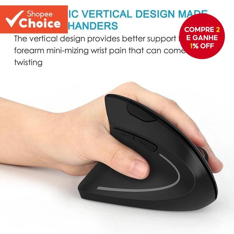 Vertical Sem Fio USB Mouse Ergonômico Portátil PC Gamer Para Computador Colo …