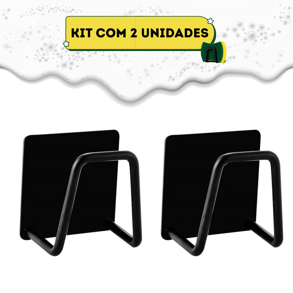 2 Suporte De Esponja Bucha Pia Louça Cozinha Gancho Preto em Oferta na Shopee