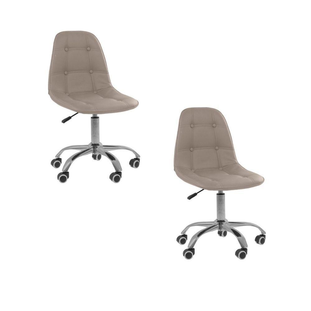Kit 2 Cadeiras Office Eiffel Botonê Ajustável Base Giratória em Oferta na Shopee