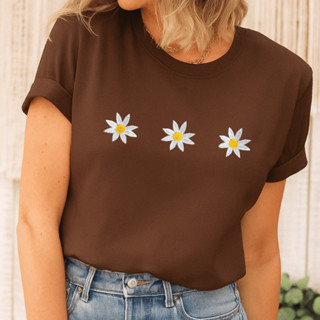 Camiseta Margarida Girassol Algodão Camisa Tecido Confortavel em Oferta na Shopee