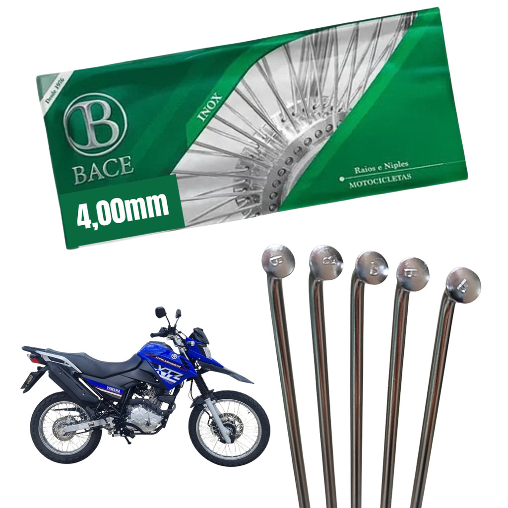 Jogo Kit Raio Bace 4,0mm XTZ 150 Crosser Aço Inox Dianteiro E Traseiro